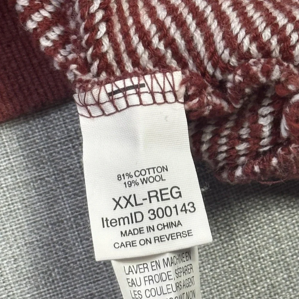 L.L. Bean Slightly Fitted Cotton Wool Sweater Pullover Mens 2XL Red Crew Neck